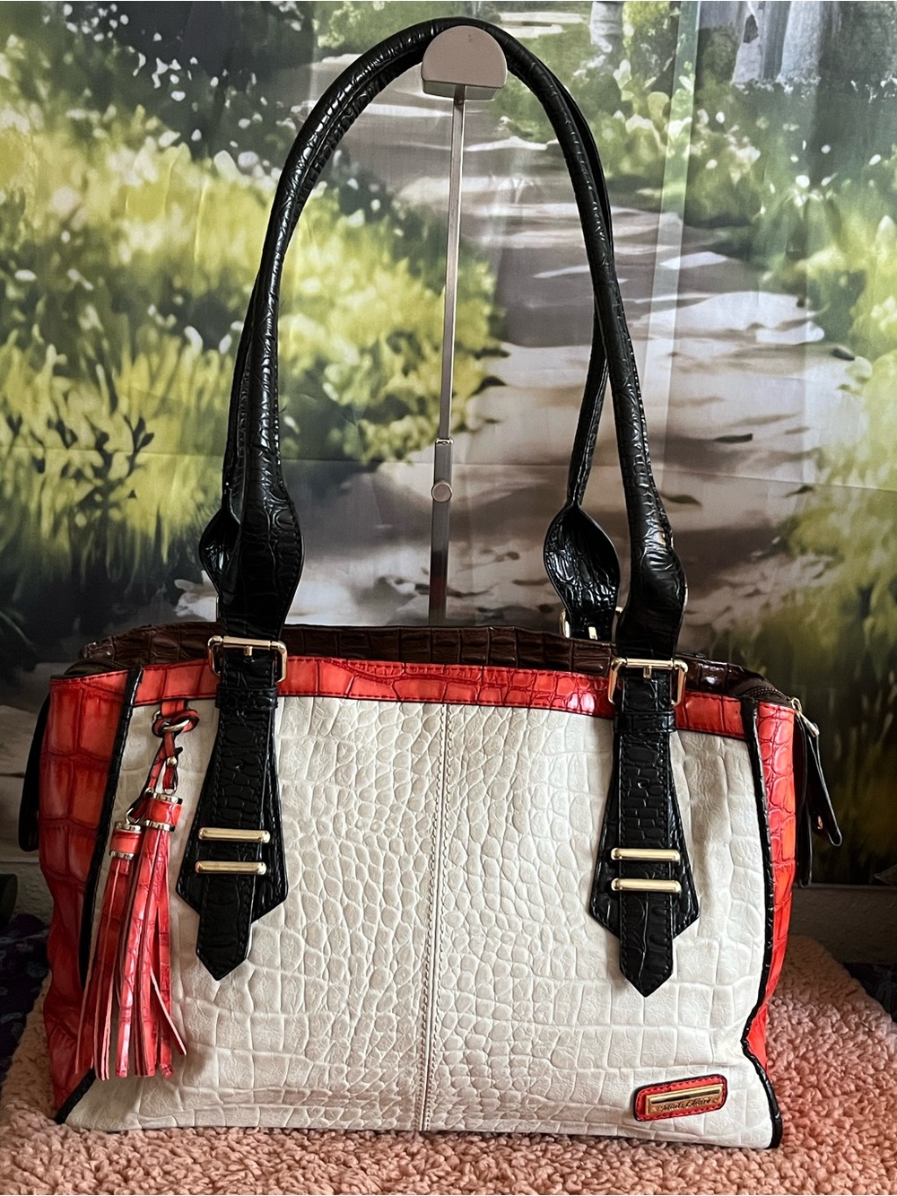 Madi Claire “Les Jeunesses” Croco-embossed 
Leather Shoulder Bag-Satchel